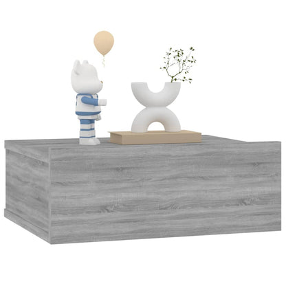 Mesita De Noche Flotante 2 Uds Madera Gris Sonoma 40x30x15 Cm_2