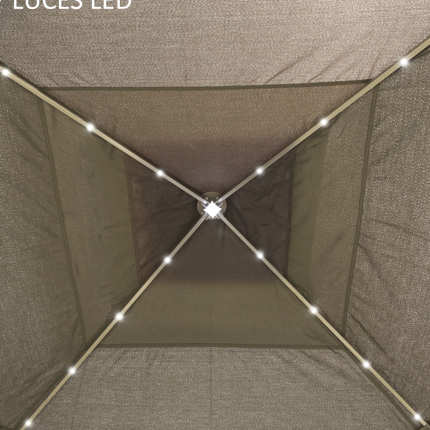 Outsunny Carpa Plegable Con Luces Led 3,3x3,3 M Cenador Con Control Remoto Beige_3