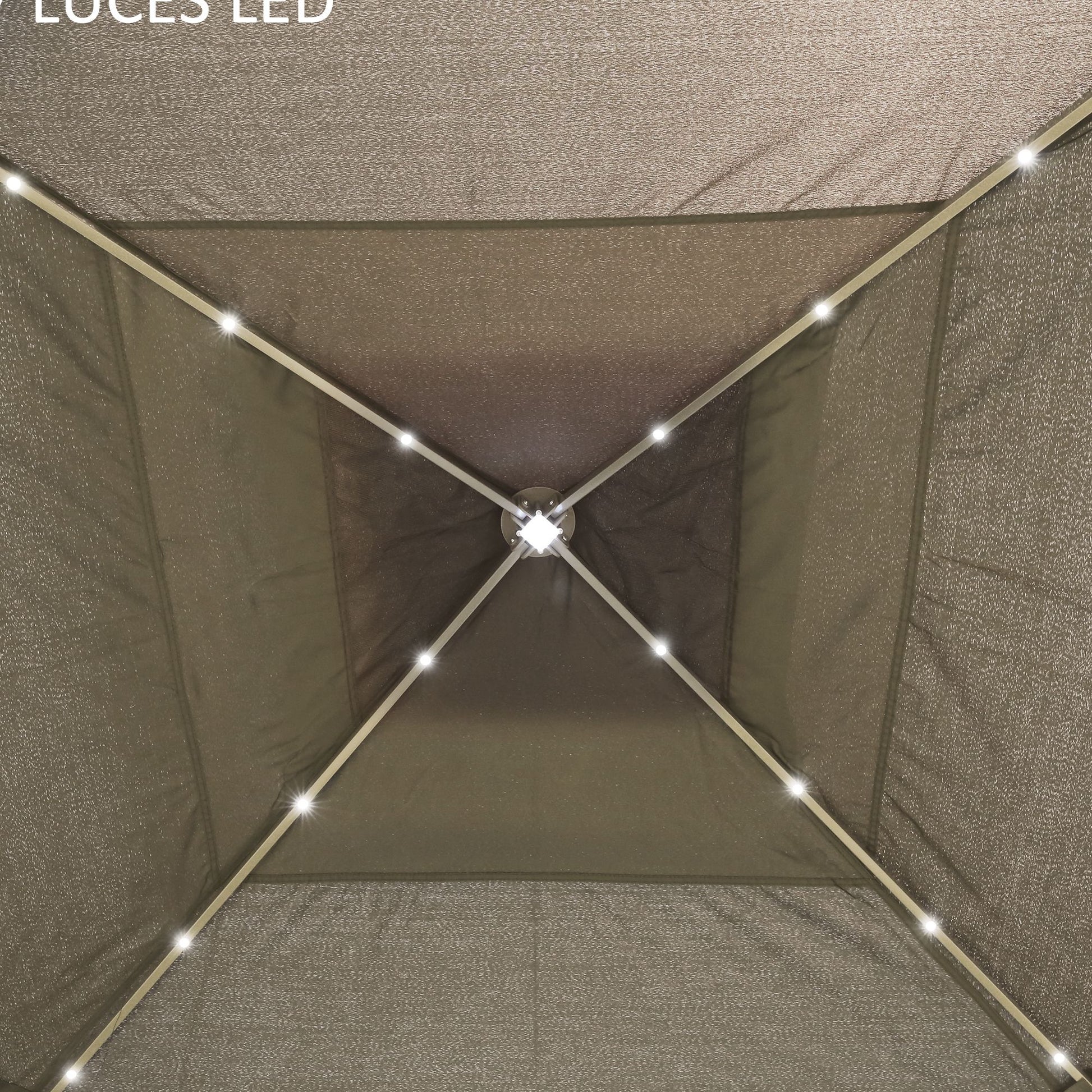 Outsunny Carpa Plegable Con Luces Led 3,3x3,3 M Cenador Con Control Remoto Beige_3