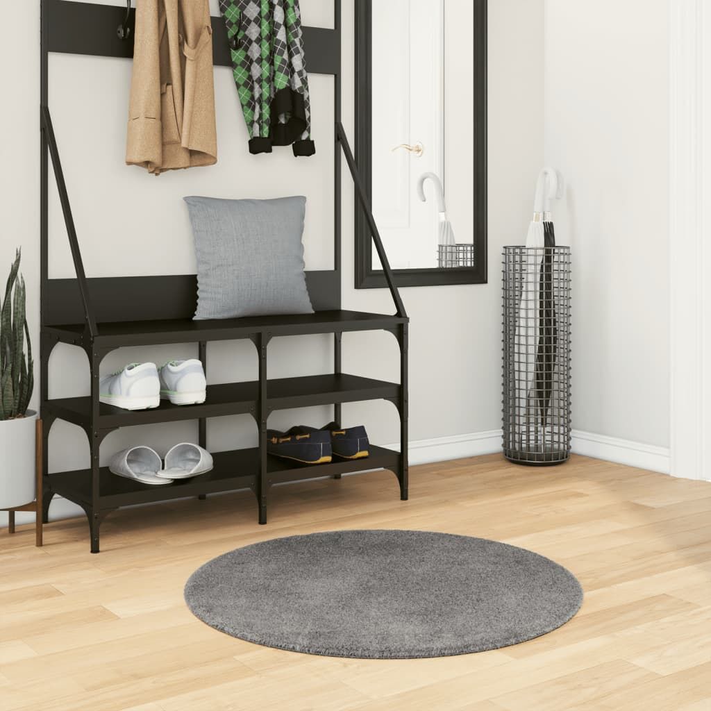 Vidaxl Alfombra De Pelo Corto Suave Lavable Huarte Antracita Ø 80 Cm_1