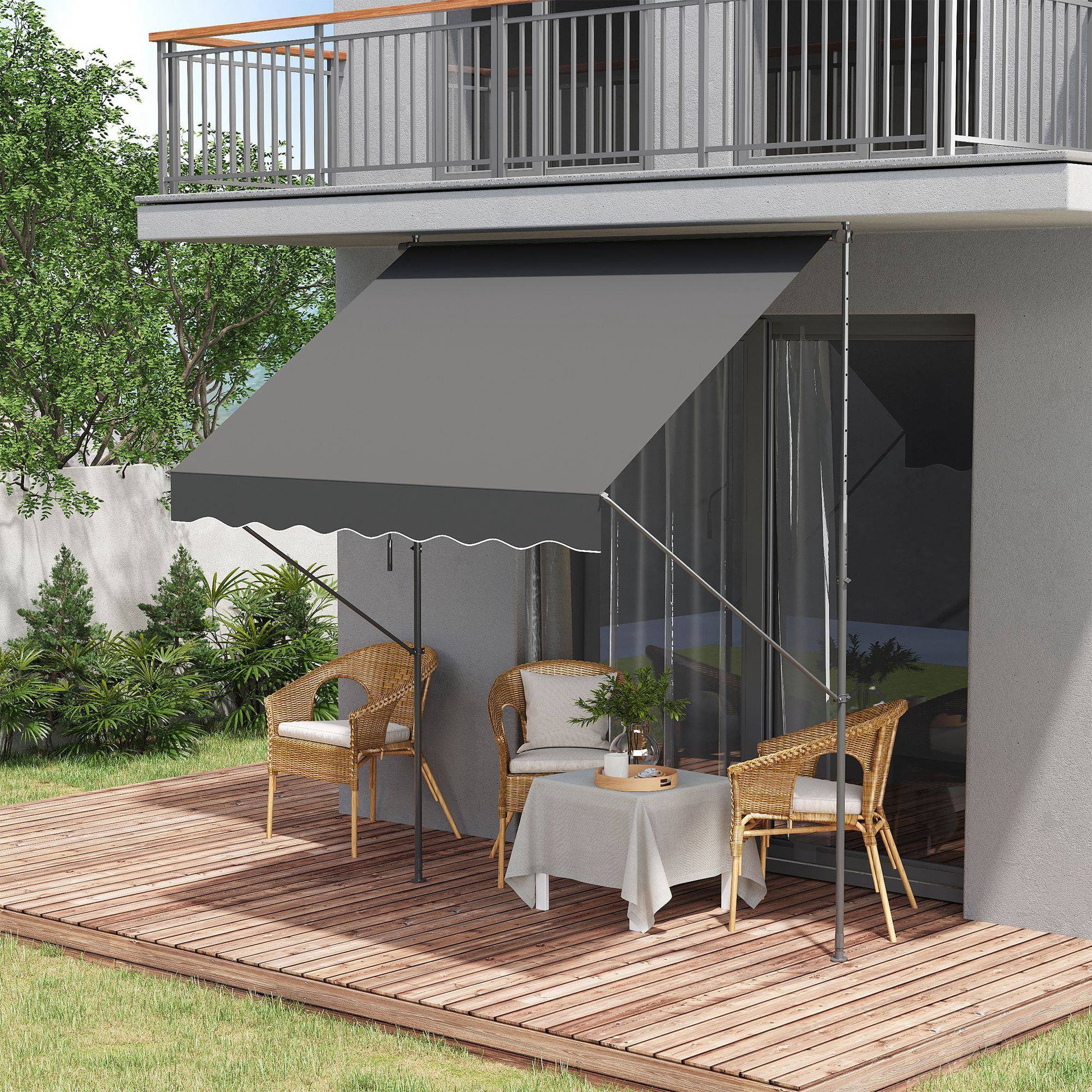 Outsunny Toldo Manual Retráctil 200x175x210-310cm Manivela Protección Solar Uv40_1