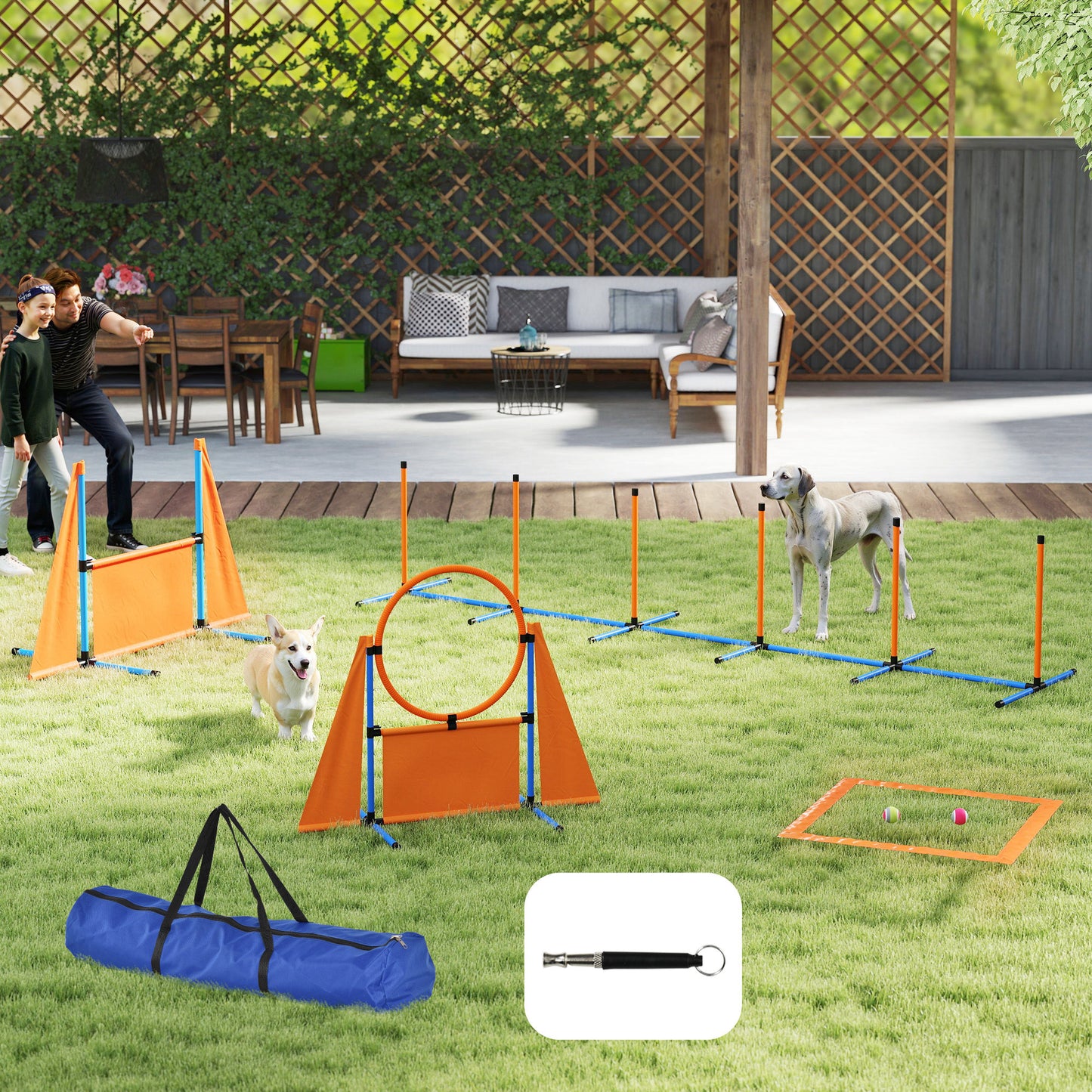 Pawhut Set De Entrenamiento De Agilidad Para Perros De 6 Piezas Naranja_1