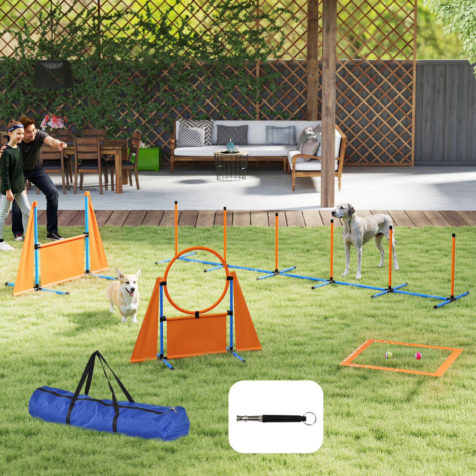 Pawhut Set De Entrenamiento De Agilidad Para Perros De 6 Piezas Naranja_1