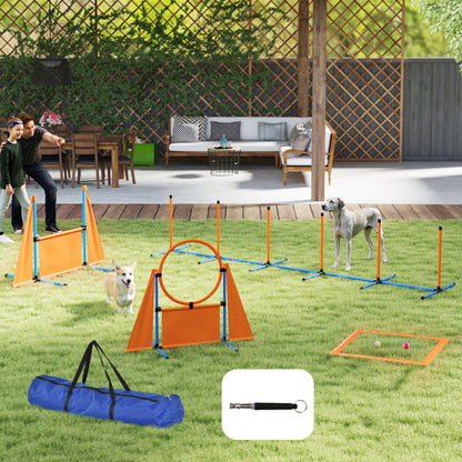 Pawhut Set De Entrenamiento De Agilidad Para Perros De 6 Piezas Naranja_1