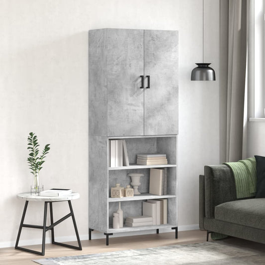 Aparador Alto Madera Contrachapada Gris Hormigón 69,5x34x180 Cm_0