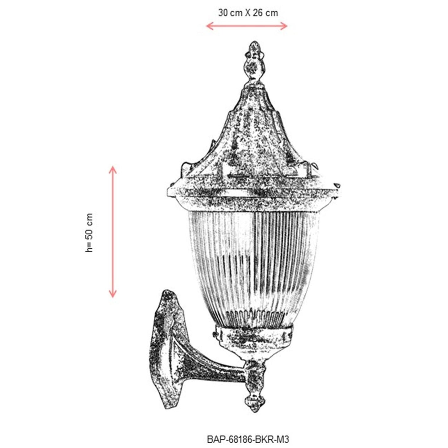 Aplique De Pared Para Exterior, Abs , Marrón, 30x26x50, Casquillo E 27 Max 60 W_2