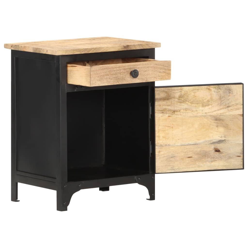 Mesita De Noche De Madera Maciza De Mango 40x30x50 Cm_0