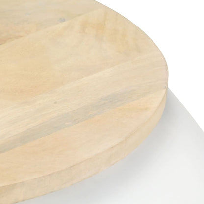 Mesa De Centro De Madera Maciza De Mango Blanca 68x68x30 Cm_1