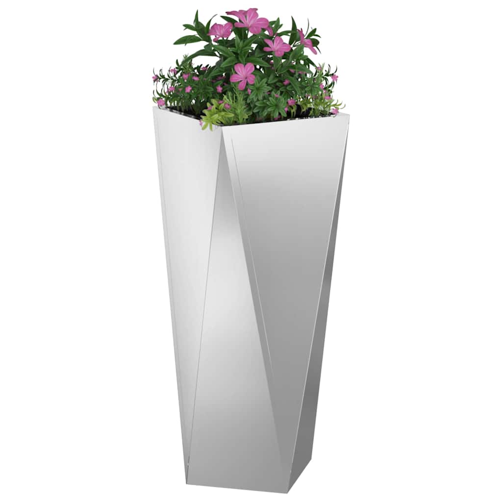 Jardinera 2 Pcs Plateado 30 X 30 X 75 Cm Acero Galvanizado_2