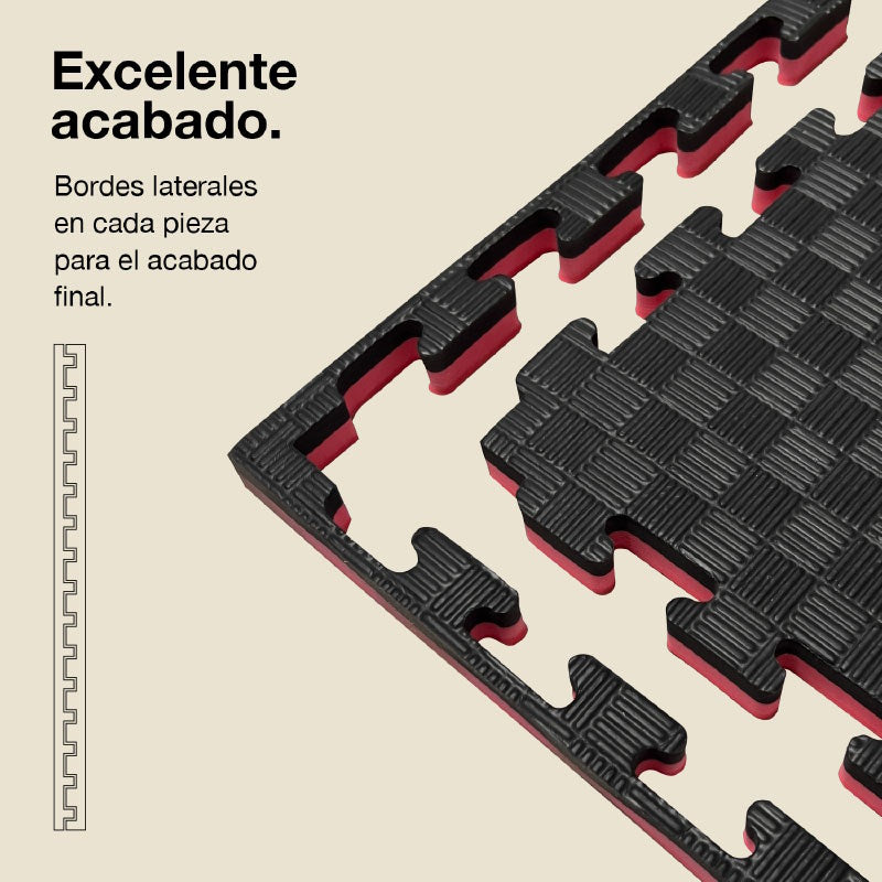 Tatami Puzzle 4cm 100x100cm – Superficie 5 Líneas Negro/rojo Jowy_2