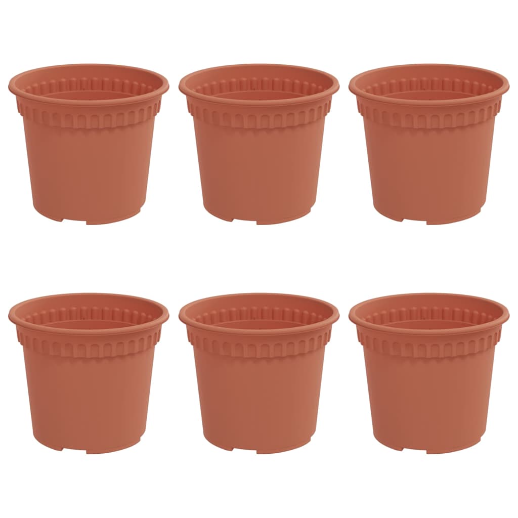 Maceta Redonda Para Flores 6 Pcs Rojo Ladrillo Ø 12,5 X 10 Cm_0