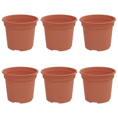 Maceta Redonda Para Flores 6 Pcs Rojo Ladrillo Ø 12,5 X 10 Cm_0