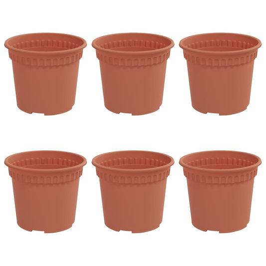 Maceta Redonda Para Flores 6 Pcs Rojo Ladrillo Ø 12,5 X 10 Cm_0