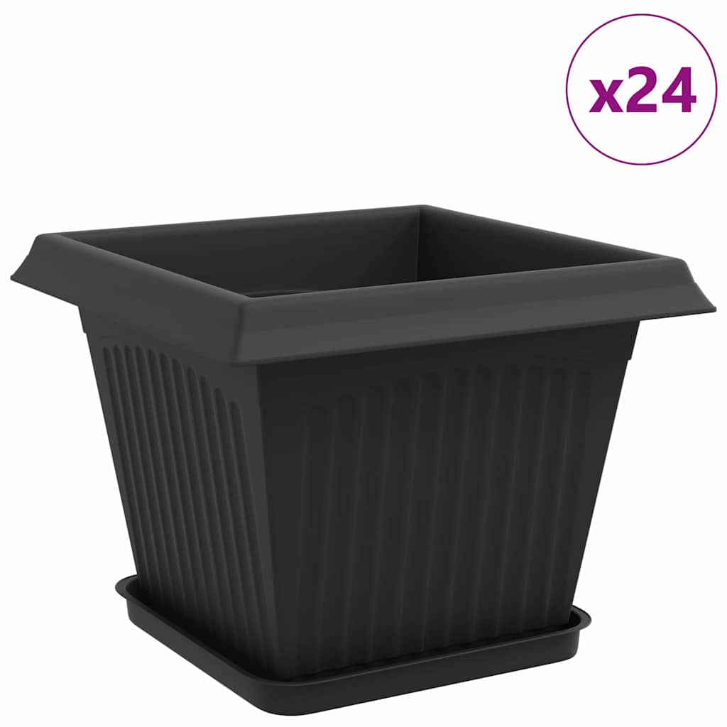 Macetas 24 Pcs Negro 28,5 X 28,5 X 22 Cm Plástico_0