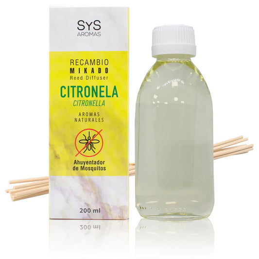 Recambio Mikado Citronela 200 Ml Con Varillas | Aroma Natural Antimosquitos | Ambiente Fresco Y Duradero | Sys Aromas_0