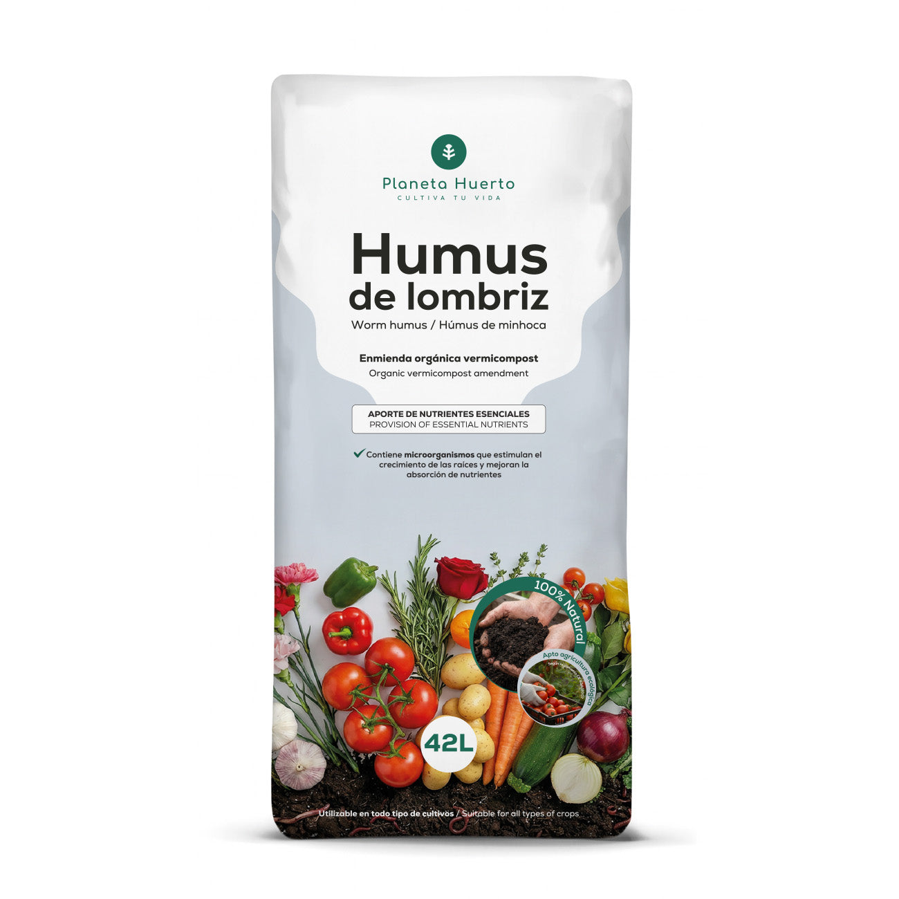 Pack 3x Humus de Lombriz 100% Natural Planeta Huerto 42 L