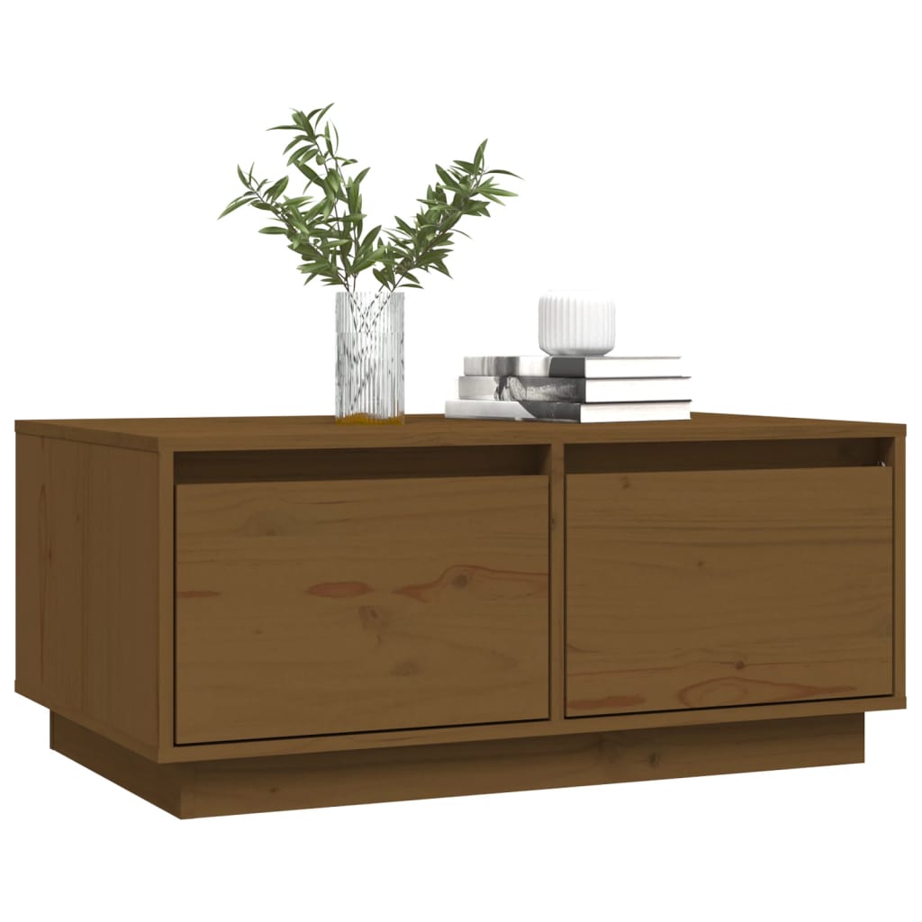 Mesa De Centro Madera Maciza De Pino Marrón Miel 80x50x35 Cm_2