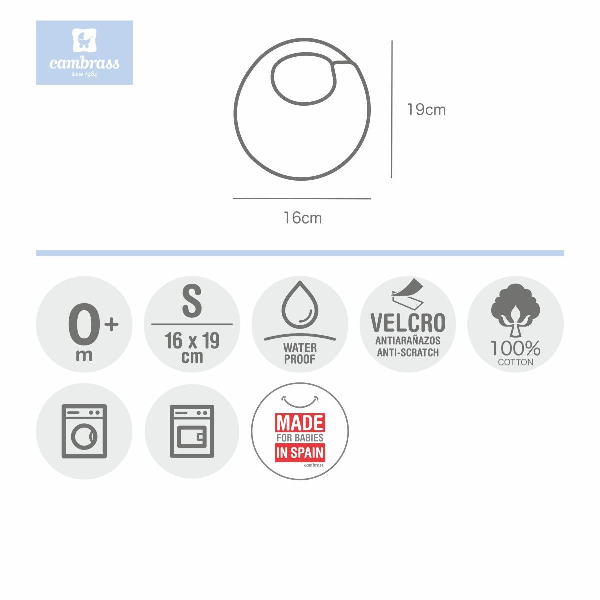 Babero redondo con velcro Sky celeste estrellas Estrellas Rosas