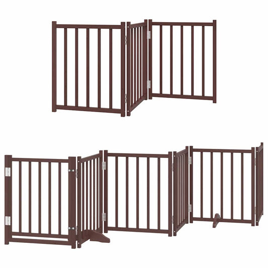 Vidaxl Puerta De Perros Plegable 9 Paneles Madera Álamo Marrón 450 Cm_0