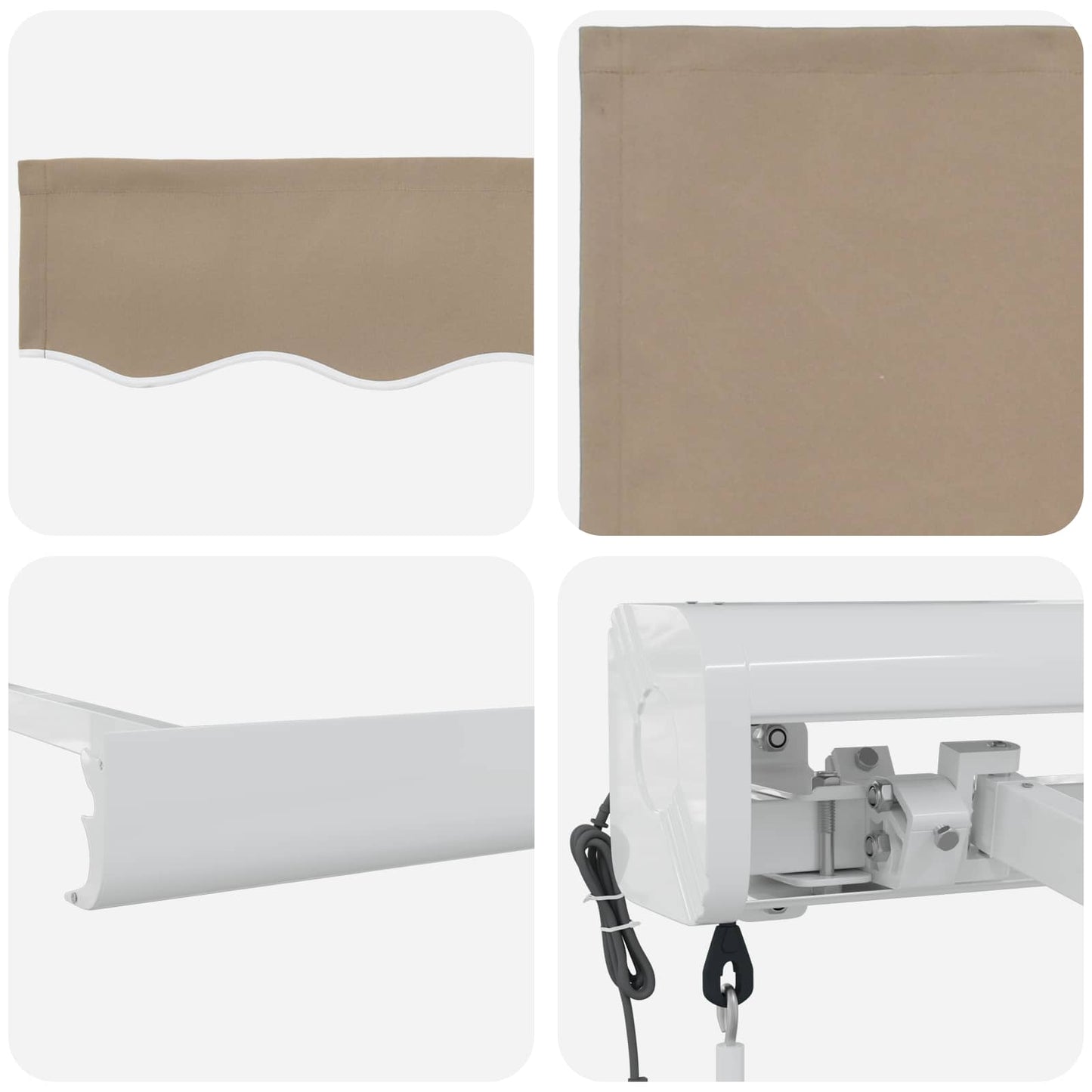 Toldo Retráctil Beige 350 X 250 X 165 Cm Tela Y Metal_3