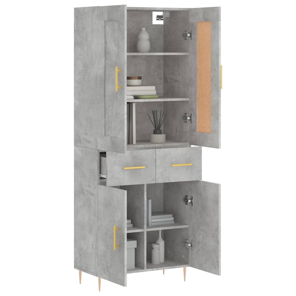 Aparador Alto Madera Contrachapada Gris Hormigón 69,5x34x180 Cm_2