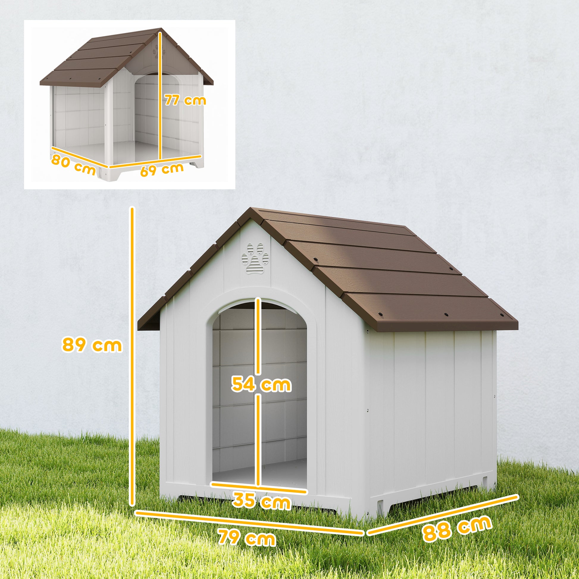 Pawhut Caseta Para Perros Grandes Exterior De Plástico Impermeable Marrón Oscuro_2