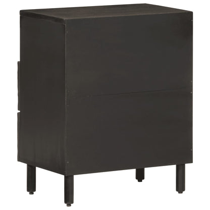 Mesita De Noche Madera Maciza De Mango Negra 50x33x60 Cm_3