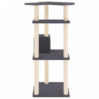 Vidaxl Rascador Para Gatos Con Postes De Sisal Gris Oscuro 123 Cm_3