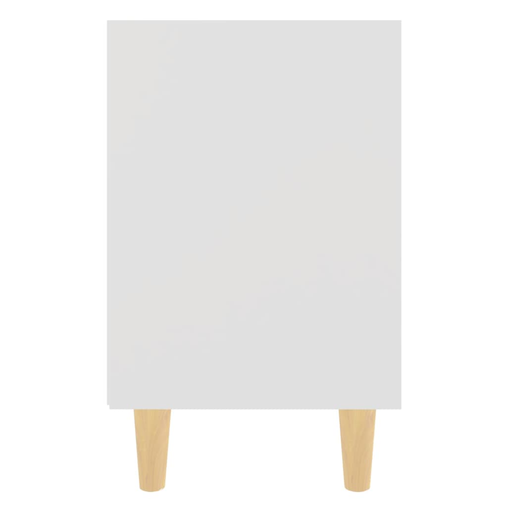 Mesita De Noche Con Patas De Madera Maciza Blanco 40x30x50 Cm_3
