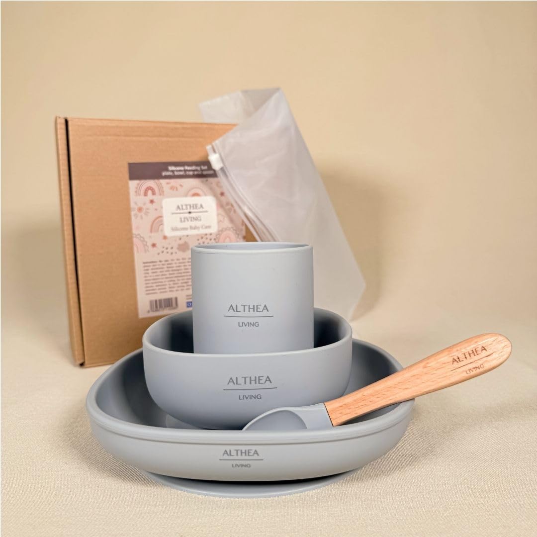 Vajilla De Silicona Orgánica - 4 Piezas - Gris Perla._2