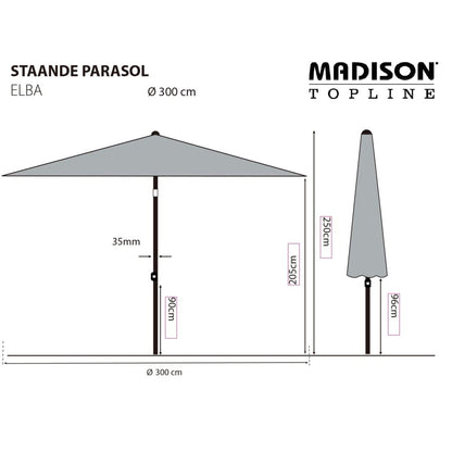 Madison Sombrilla De Jardín Elba Taupe 300 Cm_2