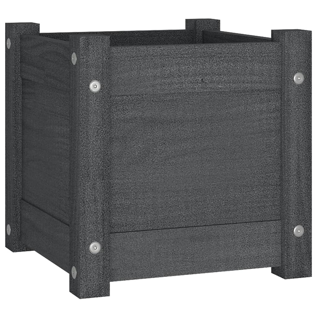 Jardineras 2 Uds Madera Maciza De Pino Gris 31x31x31 Cm_3