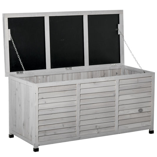 Outsunny Baúl De Almacenaje Exterior 284l Impermeable Con Tapa Abrible Gris_0