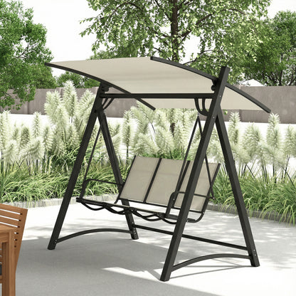 Outsunny Columpio De Jardín De 3 Plazas Con Techo Ajustable Asiento Transpirable_1