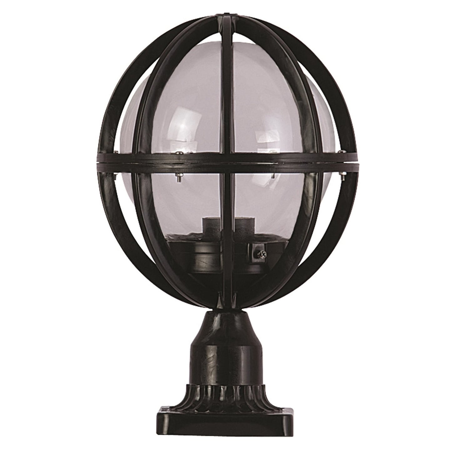 Aplique De Suelo Oval Para Exterior, Abs , Negro, 23x23x38, Casquillo E 27 Max 60 W_0