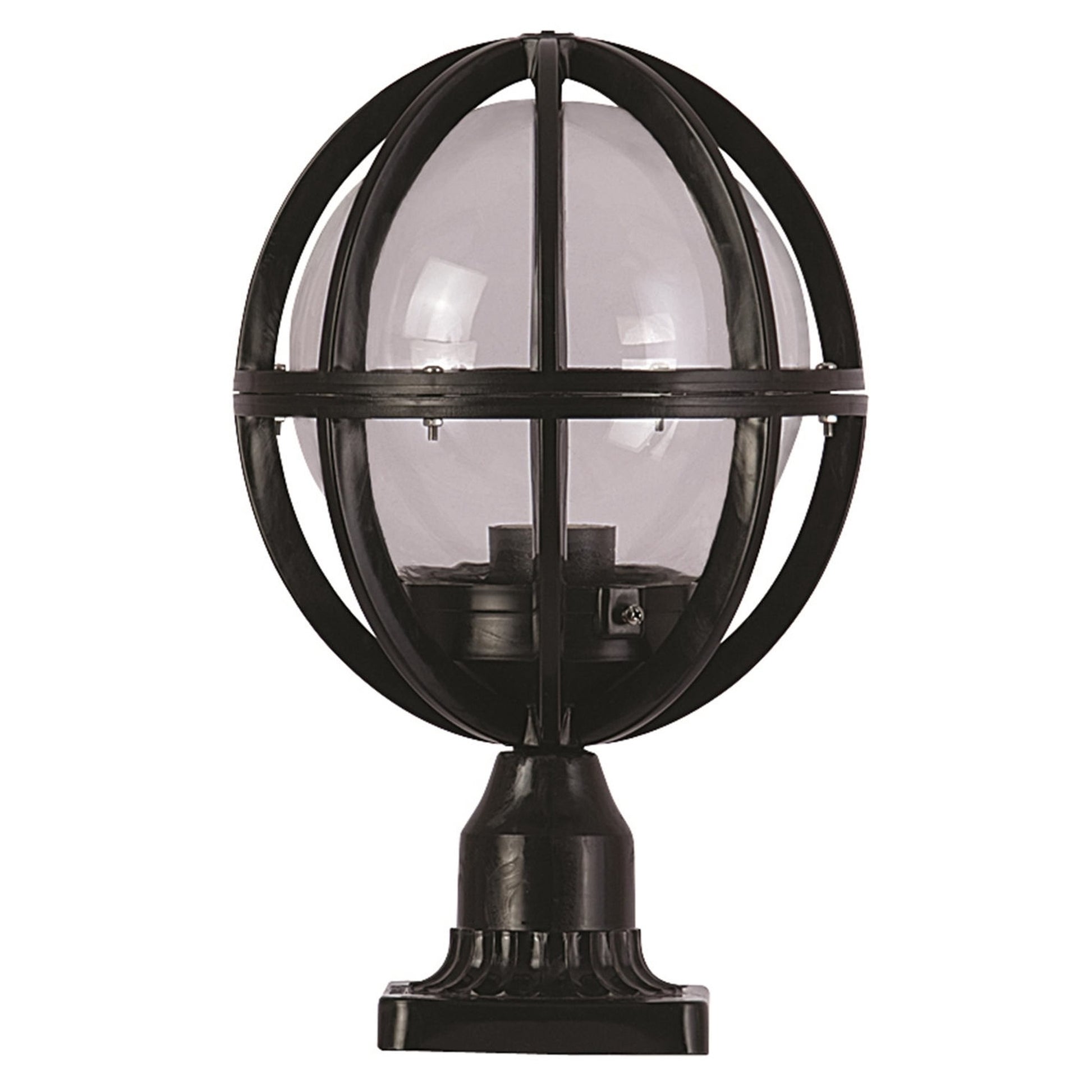 Aplique De Suelo Oval Para Exterior, Abs , Negro, 23x23x38, Casquillo E 27 Max 60 W_0