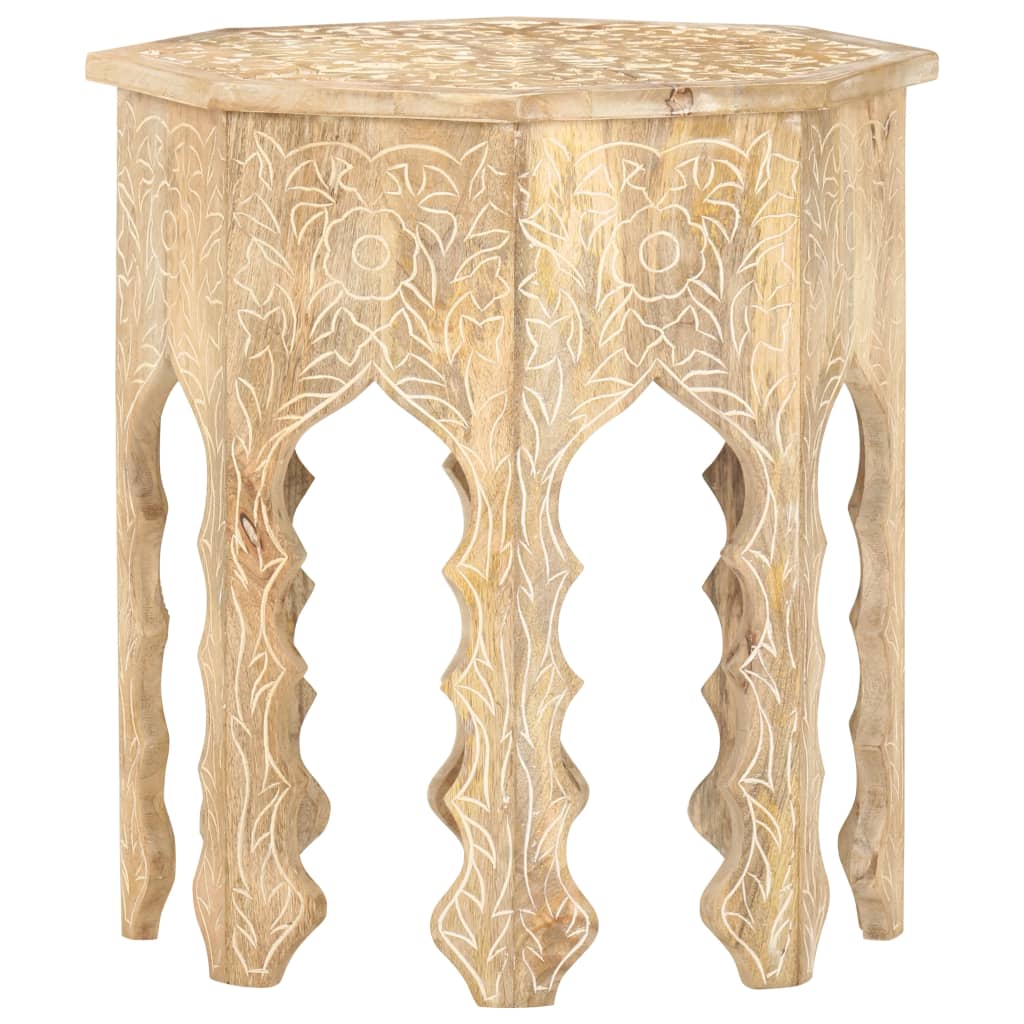 Mesa Auxiliar De Madera Maciza De Mango Ø48 Cm_1