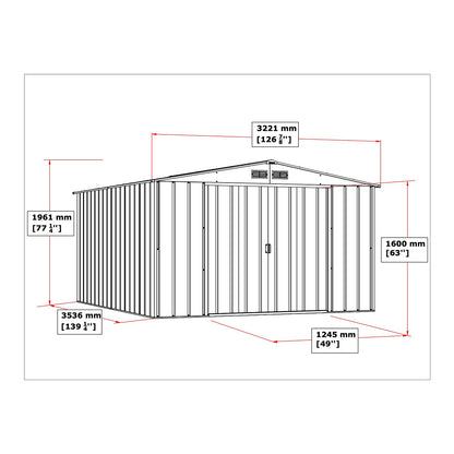 Eco Alcoy 10x12 Metal Grey Anthracite Garden Shed_3