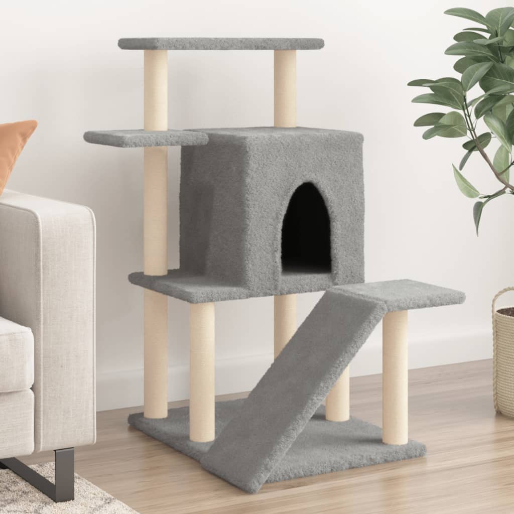Rascador Para Gatos Con Postes De Sisal Gris Claro 97 Cm_1