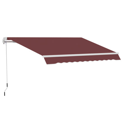 Outsunny Toldo Manual Retráctil 3,5x2,5 M Con Ángulo Ajustable Manivela Rojo_0