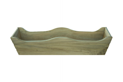Jardinera De Balcon Ondulada De Madera Autoclave De 80 X 20 X 19,5 Cm 16l + Bolsa Geotextil_1