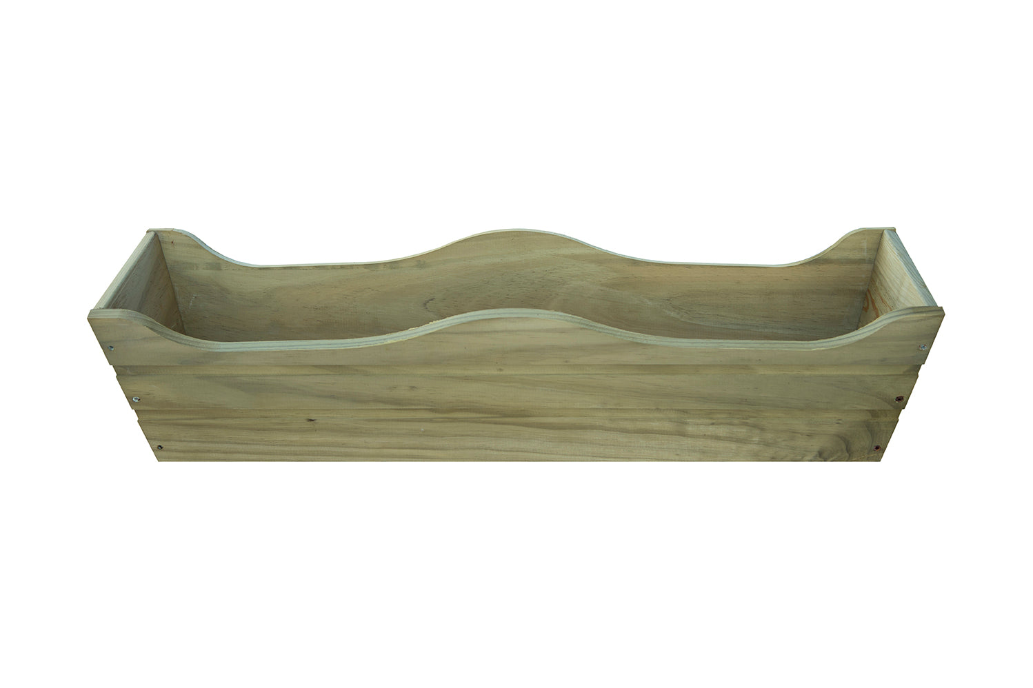 Jardinera De Balcon Ondulada De Madera Autoclave De 80 X 20 X 19,5 Cm 16l + Bolsa Geotextil