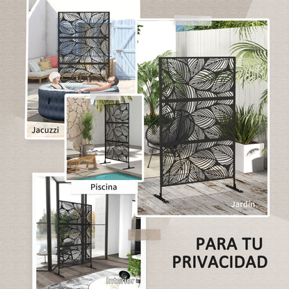 Biombo Exterior Outsunny Acero Negro 122x45x198 Cm_5