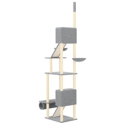 Vidaxl Árbol Rascador Para Gatos Suelo A Techo Gris Claro 277-303 Cm_4