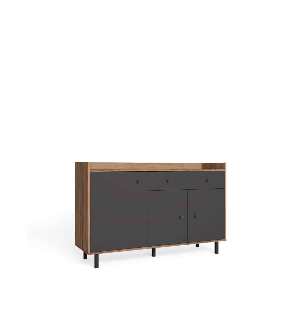 Mueble Aparador Marta 3 Puertas 1 Cajón Acabado Pizarra/sabi, 136cm(ancho) 80cm(alto) 40c_0