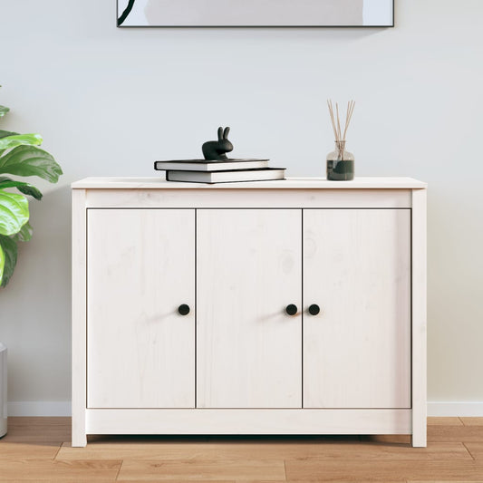 Aparador De Madera Maciza De Pino Blanco 100x35x74 Cm / Vetonek_0