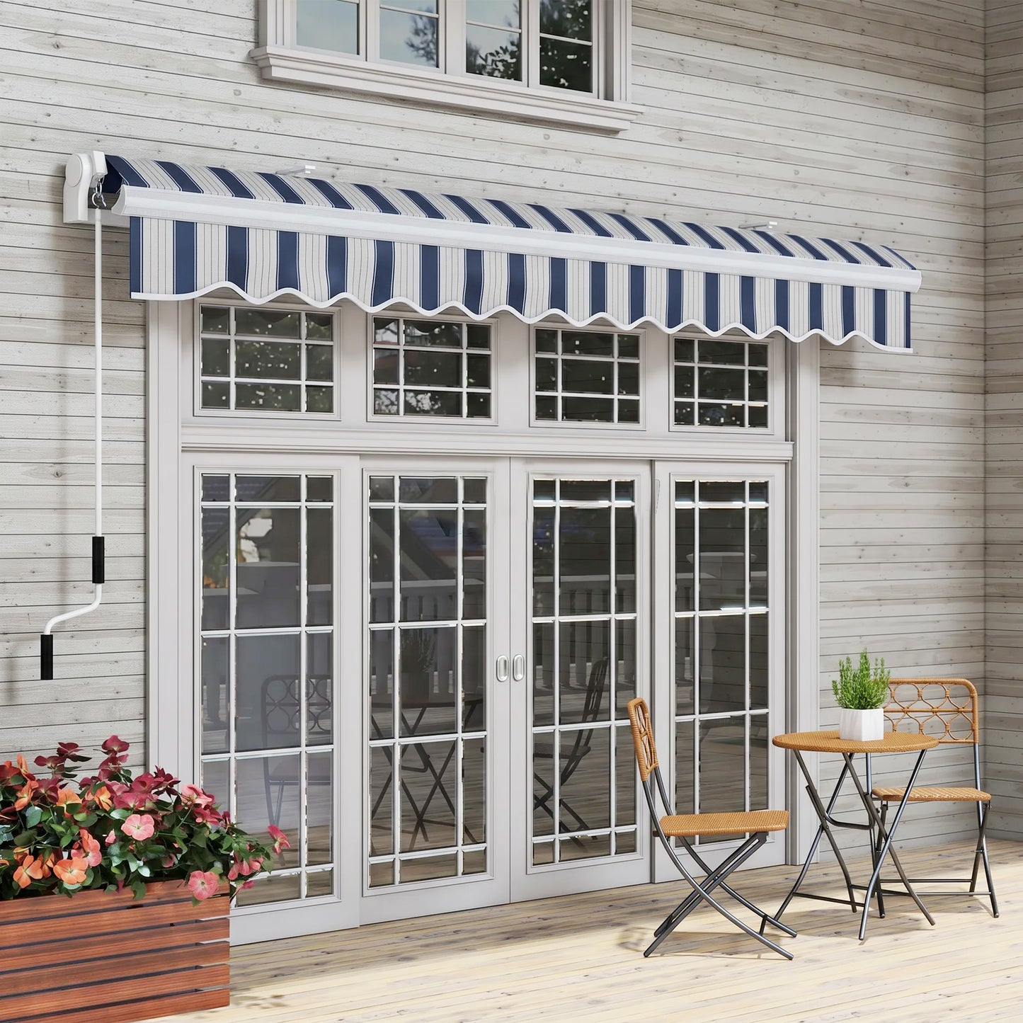 Outsunny Toldo Manual Retráctil 395x245 Cm Ángulo Ajustable Azul Y Blanco_3