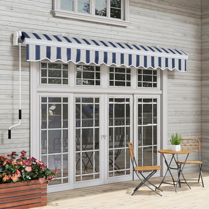 Outsunny Toldo Manual Retráctil 395x245 Cm Ángulo Ajustable Azul Y Blanco_3