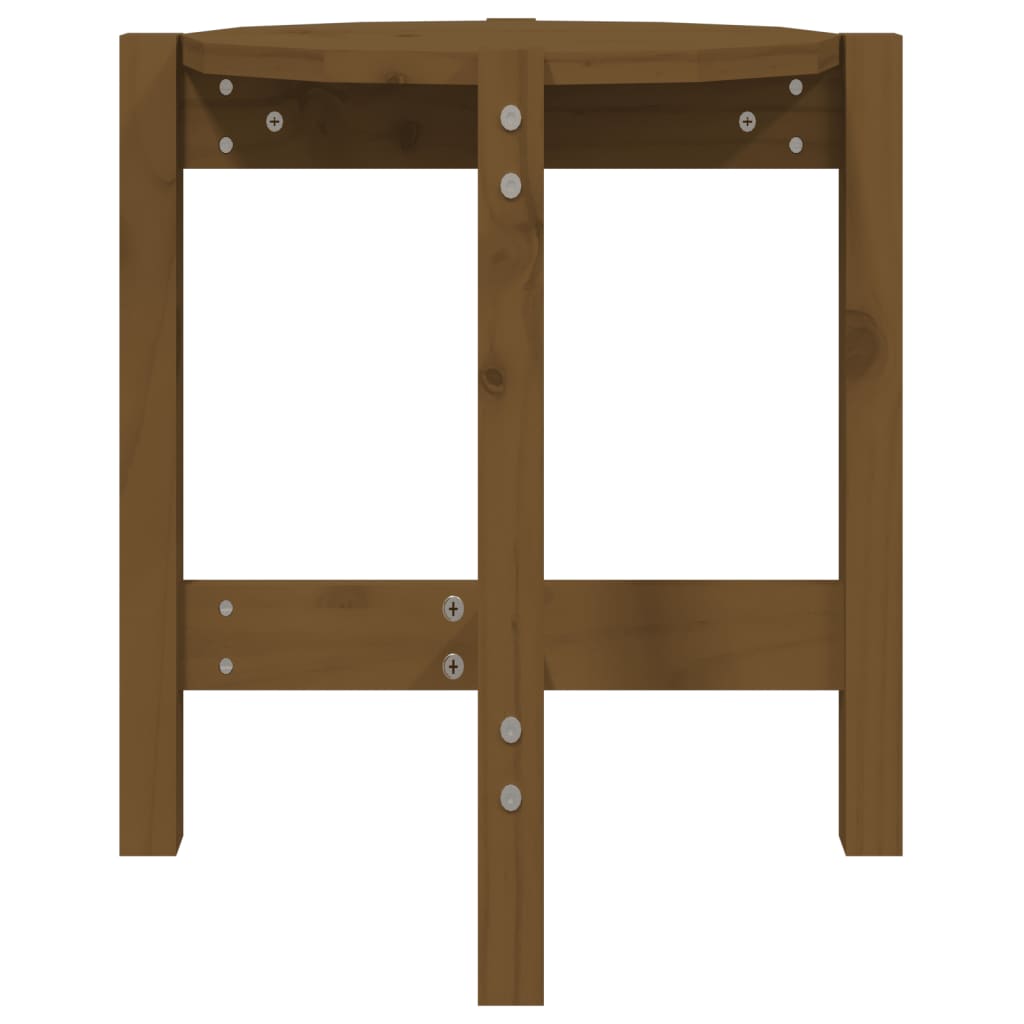 Mesa De Centro De Madera Maciza De Pino Marrón Miel Ø42,5x45 Cm_3