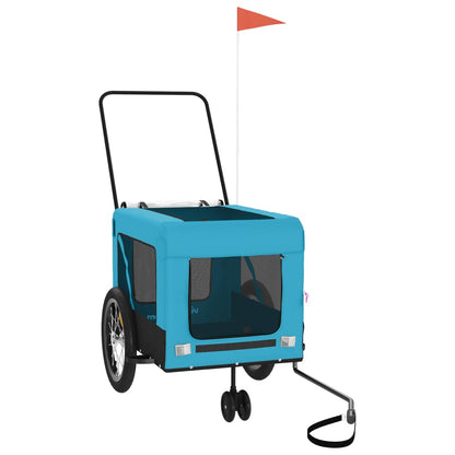 Vidaxl Remolque De Bicicleta Mascotas Hierro Tela Oxford Azul Negro_3